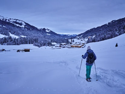 Hundehotel - Pools: Schwimmteich - Schneeschuhwandern in Balderschwang - HUBERTUS MOUNTAIN REFUGIO ALLGÄU