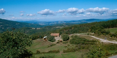 Hundehotel - WLAN - Toskana - Aussicht vom Hotel zum Reitstall - Hotel Rifugio Prategiano Maremma Toskana