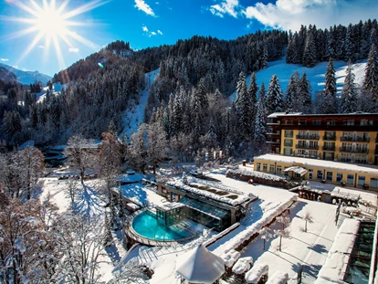 Hundehotel - Doggies: 3 Doggies - Aussenansicht vom Hotel im Winter - Lenkerhof gourmet spa resort - Relais & Châteaux